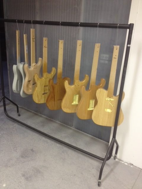 Guitars sealed and awaiting topcoat